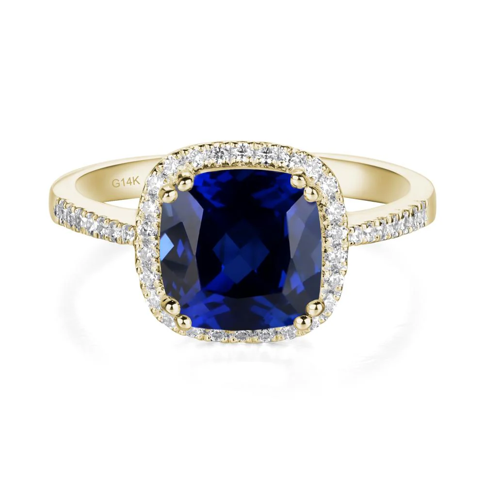 Cushion Cut Sapphire Halo Ring - Image 7