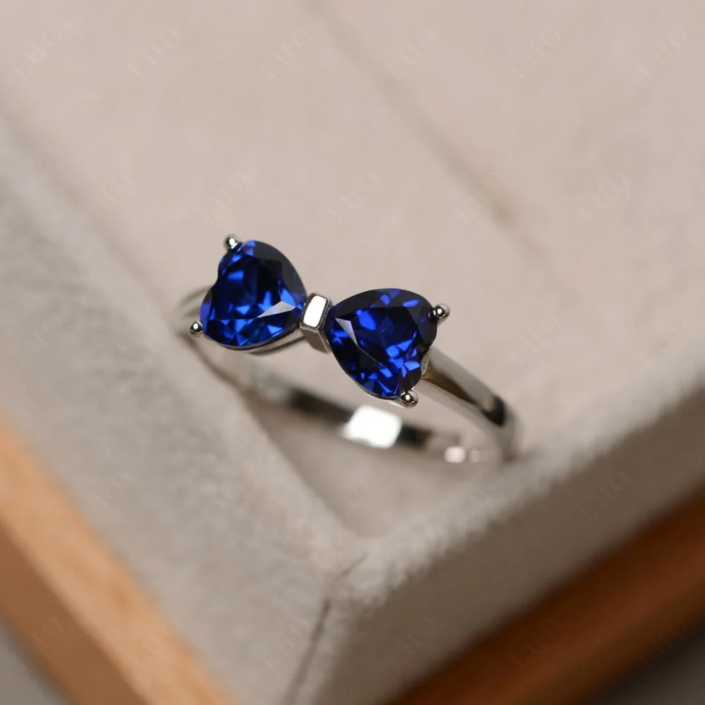Sapphire Two Stone Heart Ring - Image 10