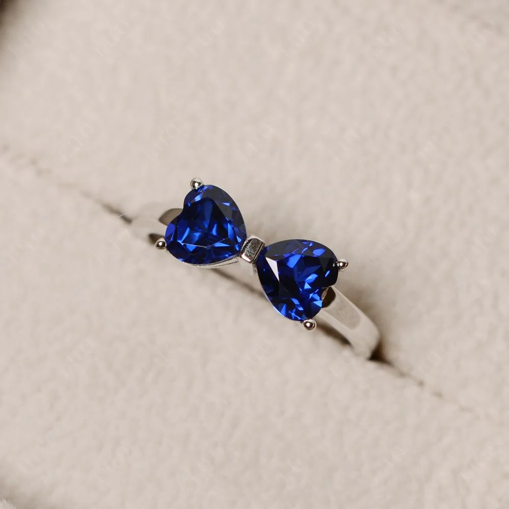 Sapphire Two Stone Heart Ring - Image 11