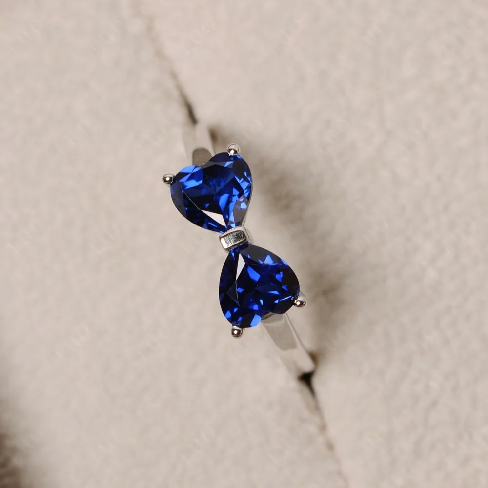 Sapphire Two Stone Heart Ring - Image 12