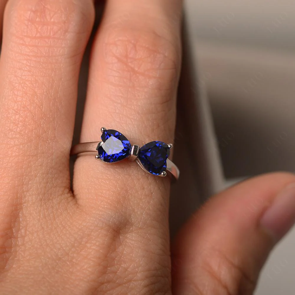 Sapphire Two Stone Heart Ring - Image 14