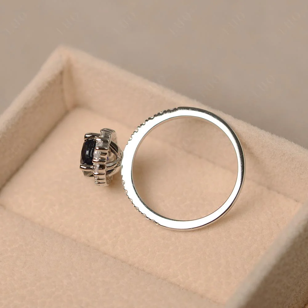 Oval Sapphire Halo Cluster Ring - Image 12