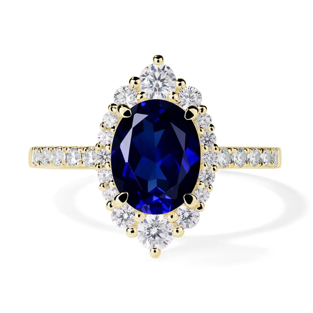Oval Sapphire Halo Cluster Ring - Image 8