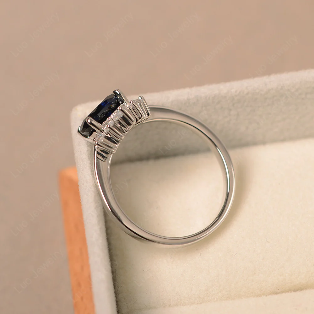 Half Sunburst Oval Sapphire Ring - Image 3