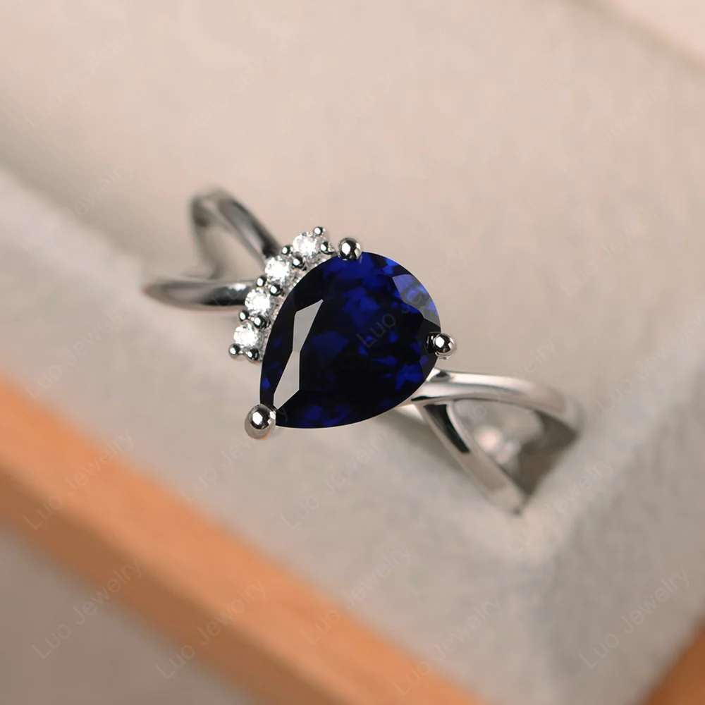 Sapphire Asymmetric Engagement Ring - Image 3