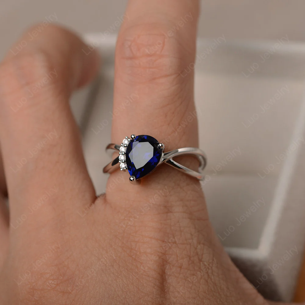 Sapphire Asymmetric Engagement Ring - Image 5