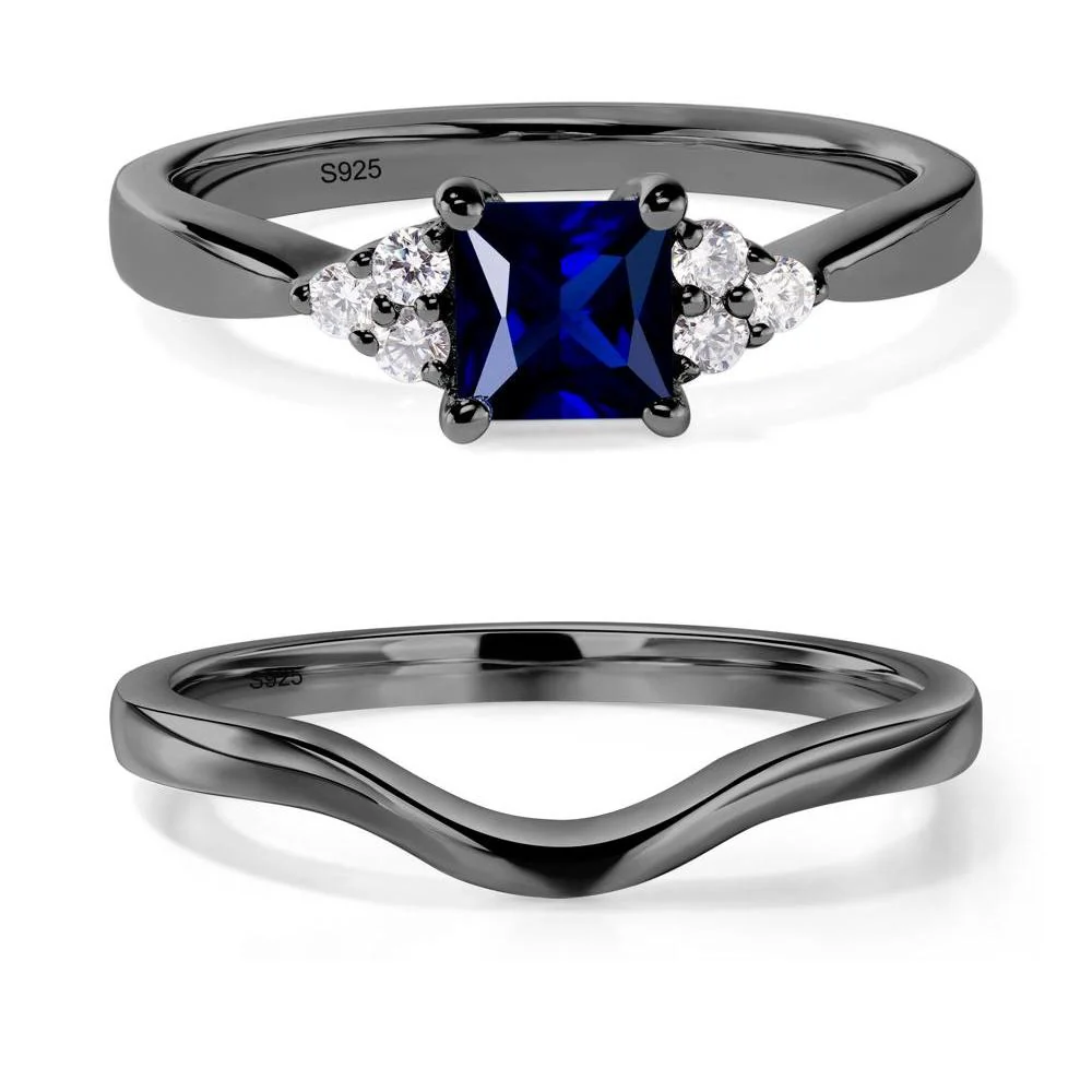 Princess Cut Sapphire Petite Ring - Image 23