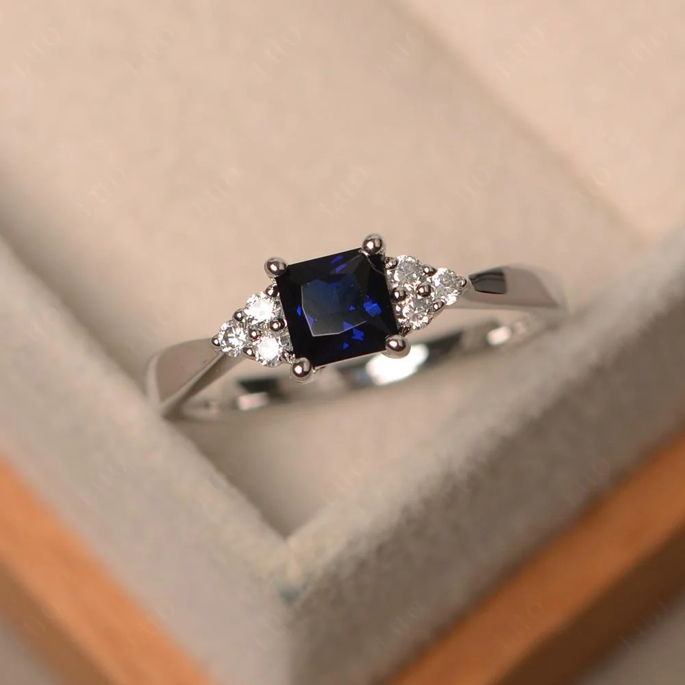 Princess Cut Sapphire Petite Ring - Image 29