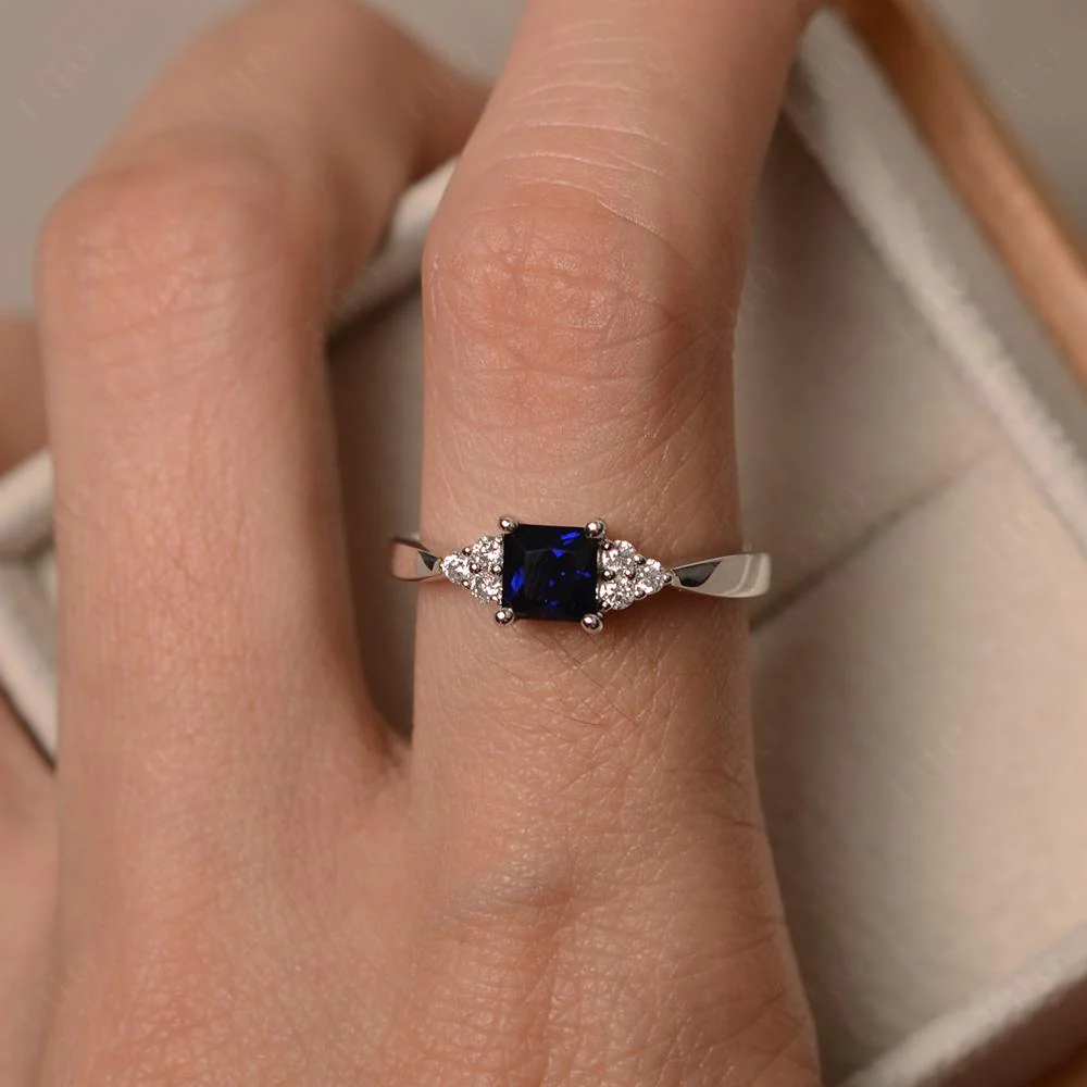 Princess Cut Sapphire Petite Ring - Image 32
