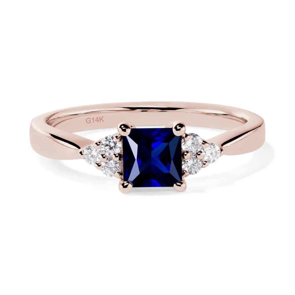 Princess Cut Sapphire Petite Ring - Image 5