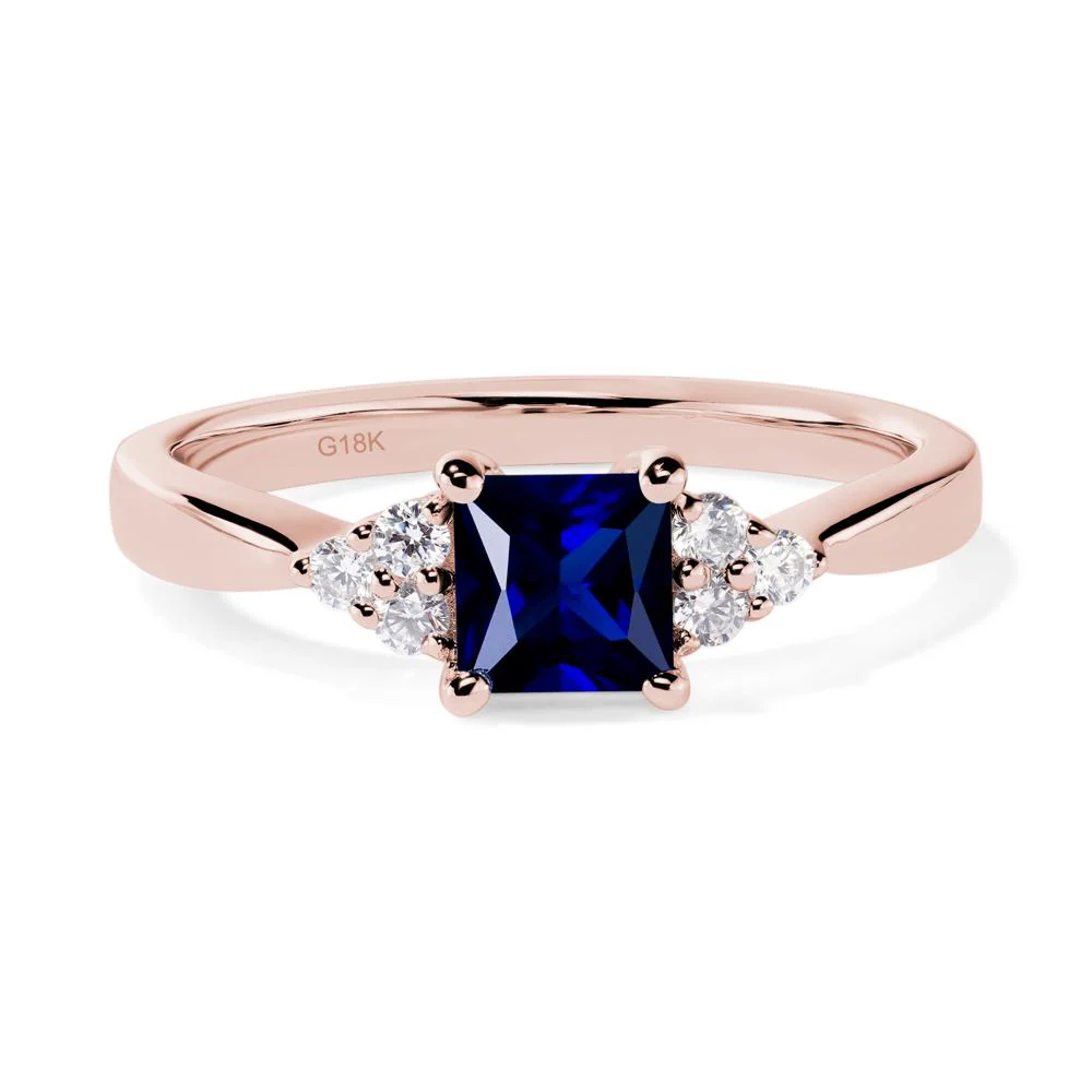 Princess Cut Sapphire Petite Ring - Image 8
