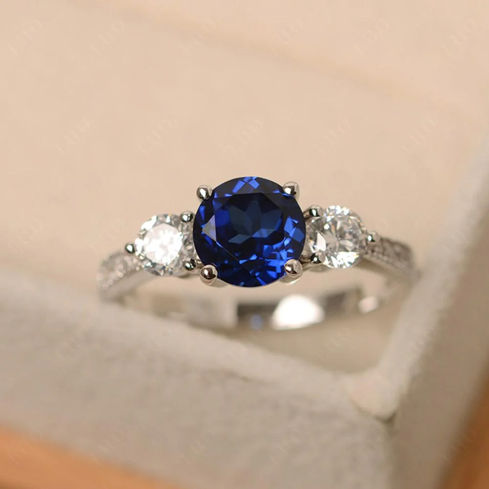 Sapphire 3 Stone Engagement Ring - Image 11