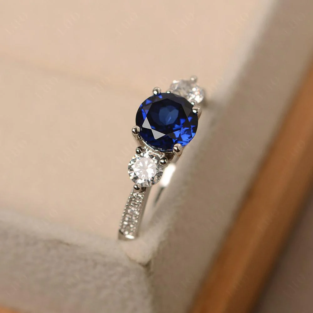 Sapphire 3 Stone Engagement Ring - Image 12
