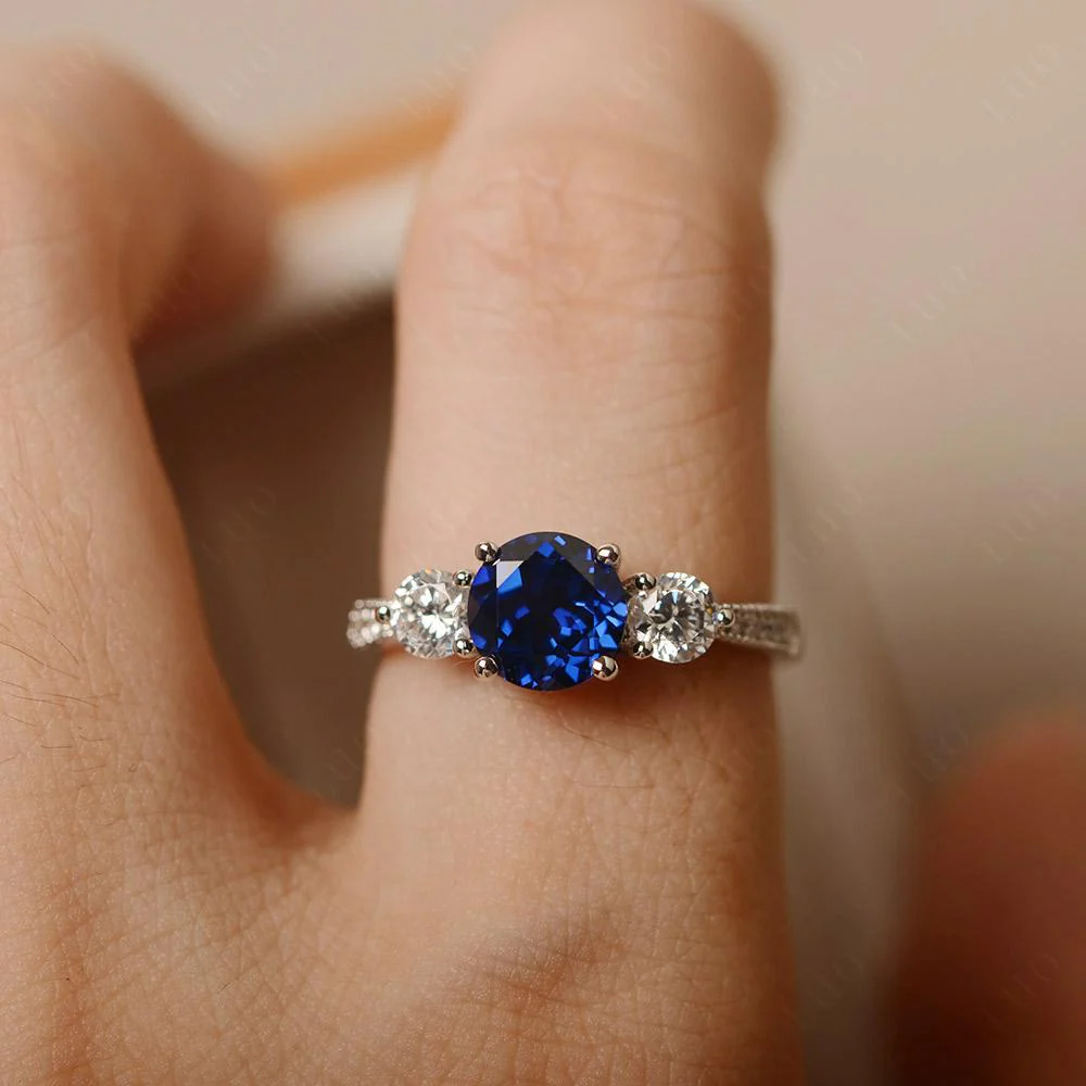 Sapphire 3 Stone Engagement Ring - Image 14