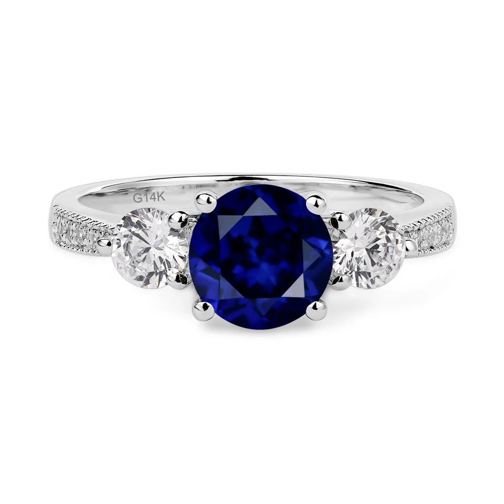 Sapphire 3 Stone Engagement Ring - Image 4