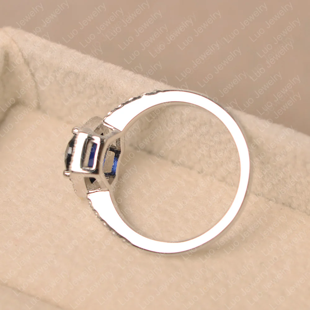 Sapphire Hexagon Halo Engagement Ring - Image 4