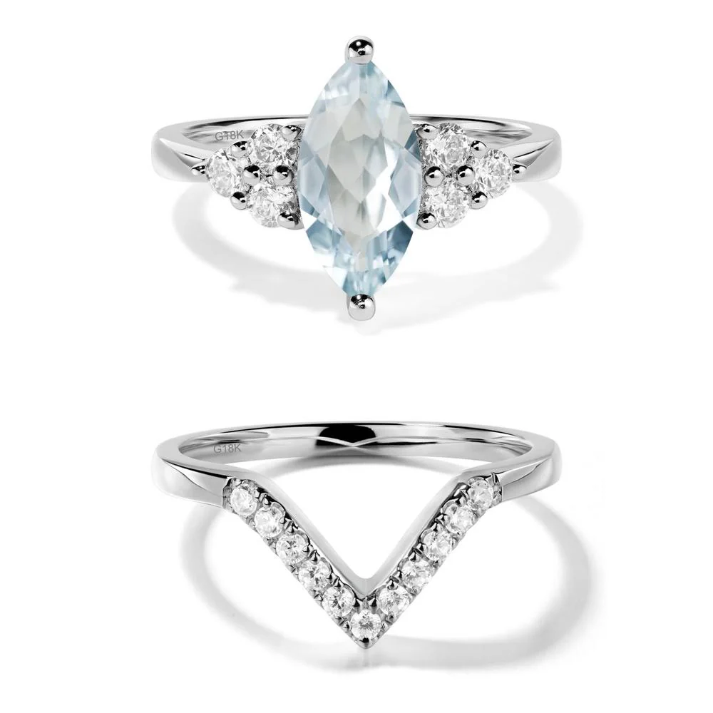 Large Marquise Cut Aquamarine Ring - Image 19