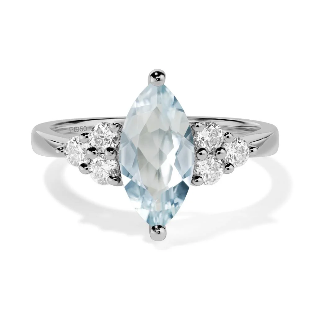 Large Marquise Cut Aquamarine Ring - Image 9