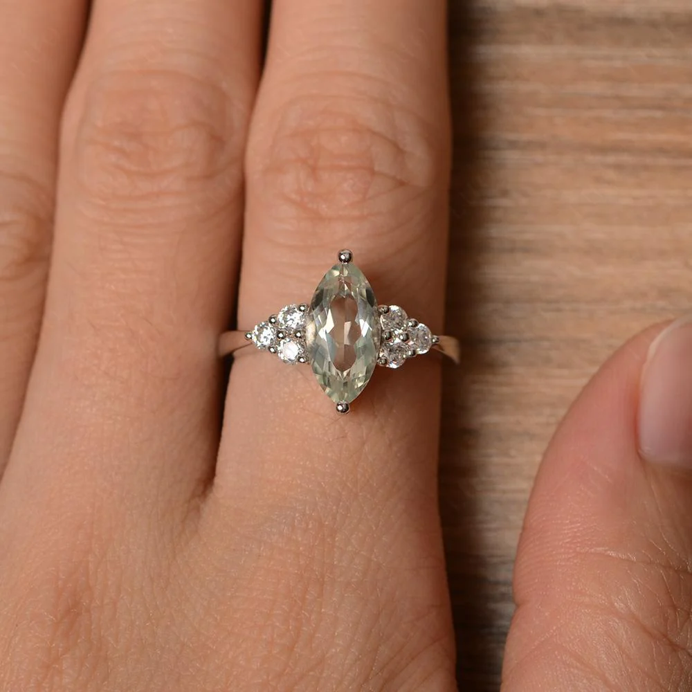 Green Amethyst Marquise Engagement Ring - Image 32