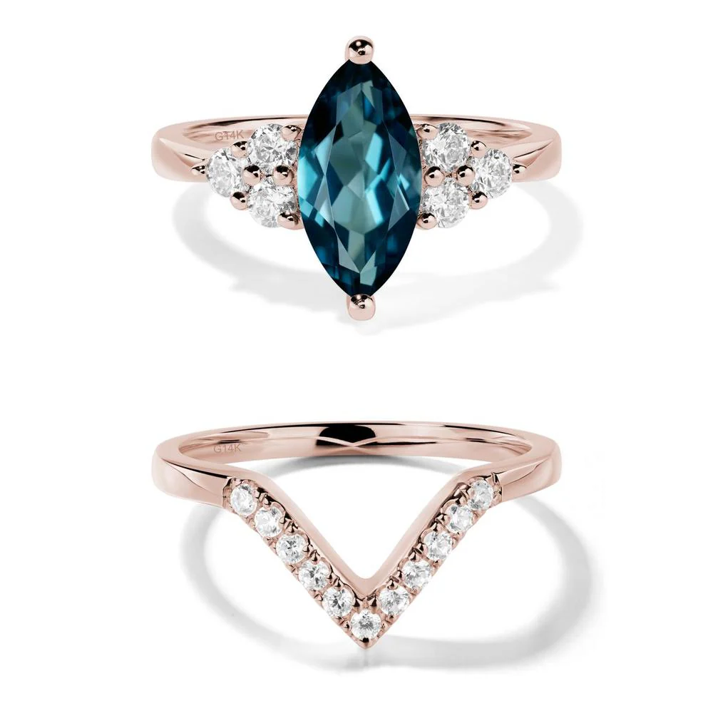 London Blue Topaz Marquise Engagement Ring - Image 11