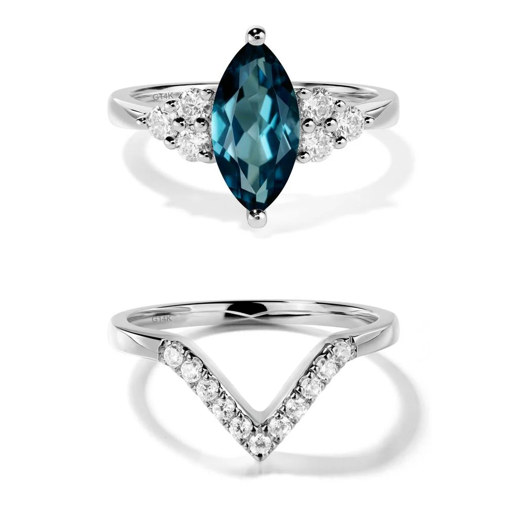 London Blue Topaz Marquise Engagement Ring - Image 13