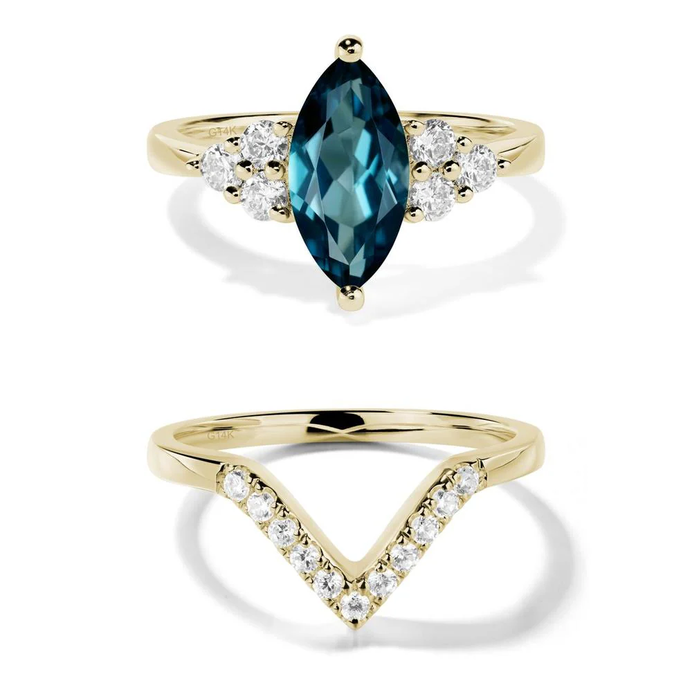 London Blue Topaz Marquise Engagement Ring - Image 15