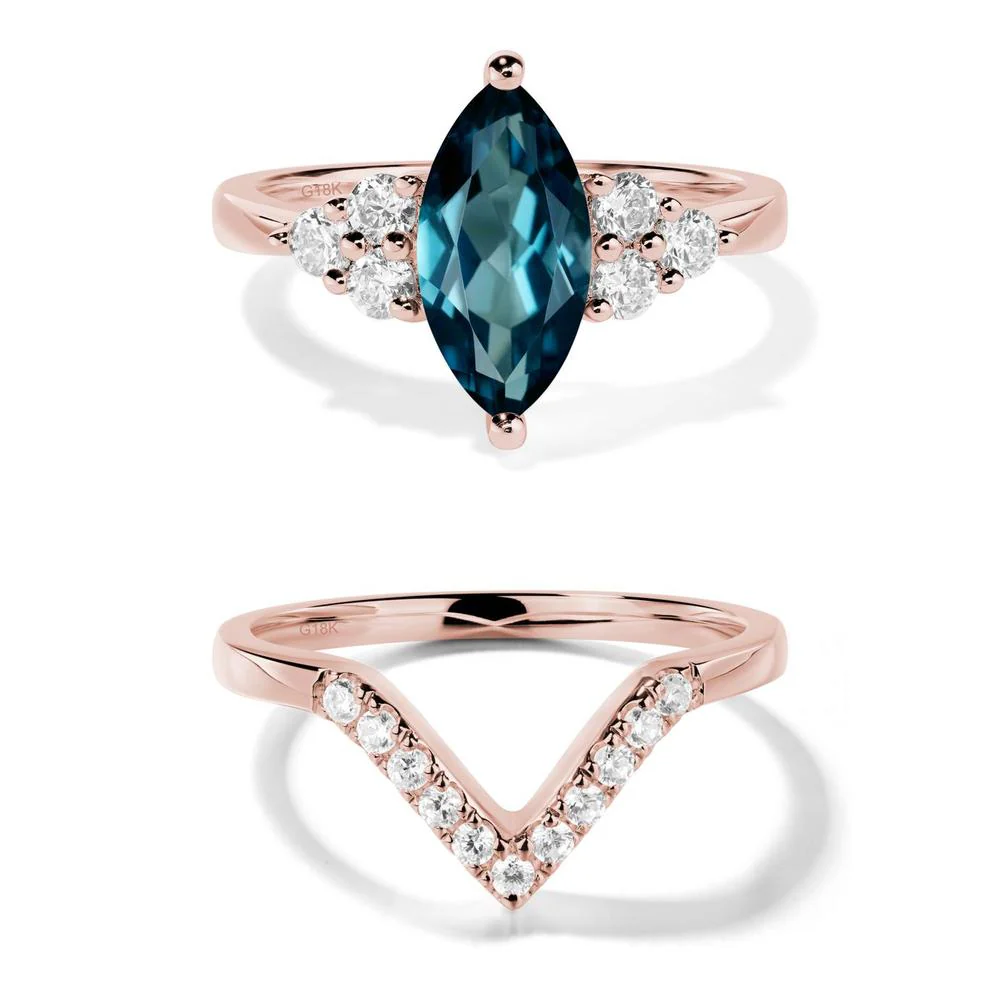 London Blue Topaz Marquise Engagement Ring - Image 17