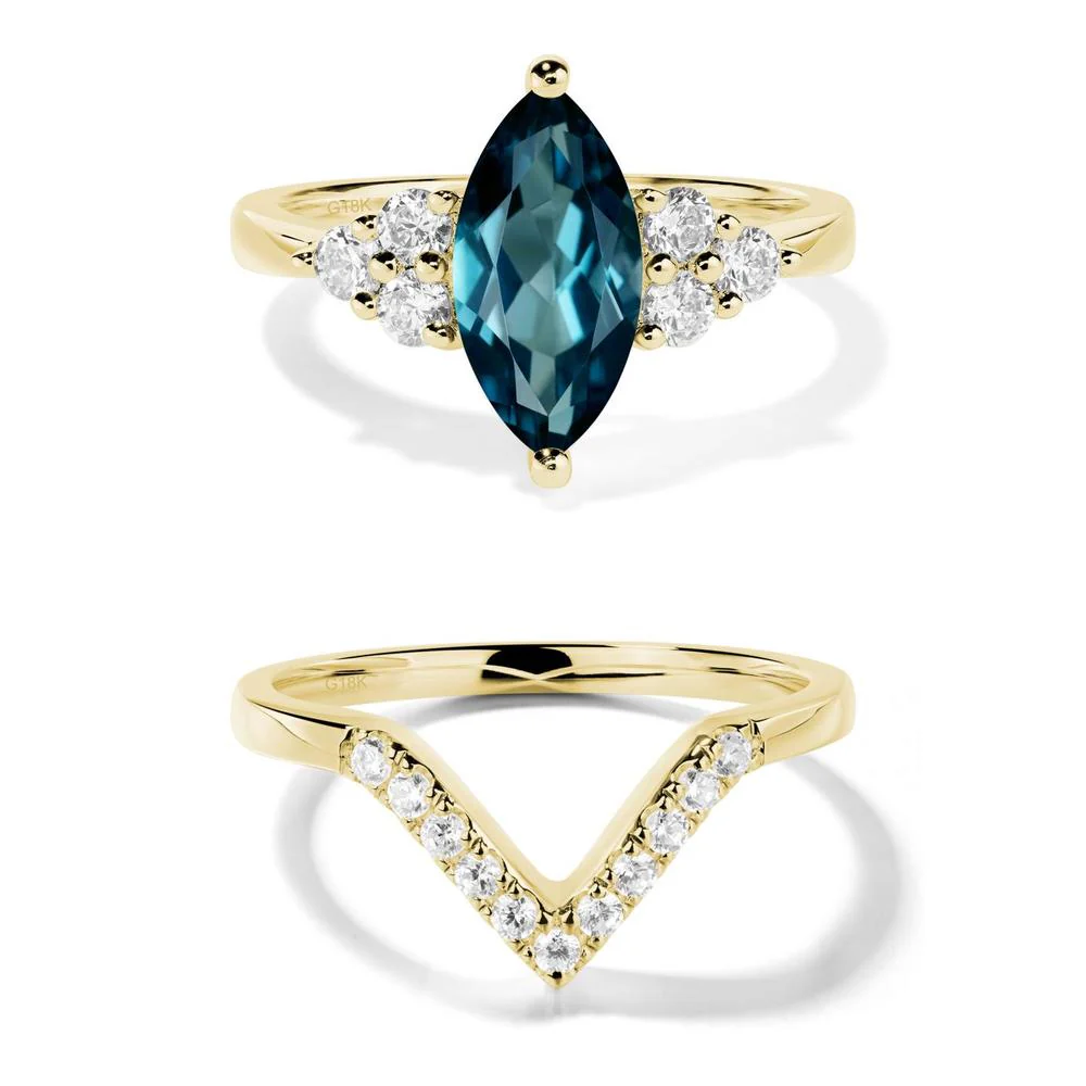 London Blue Topaz Marquise Engagement Ring - Image 21