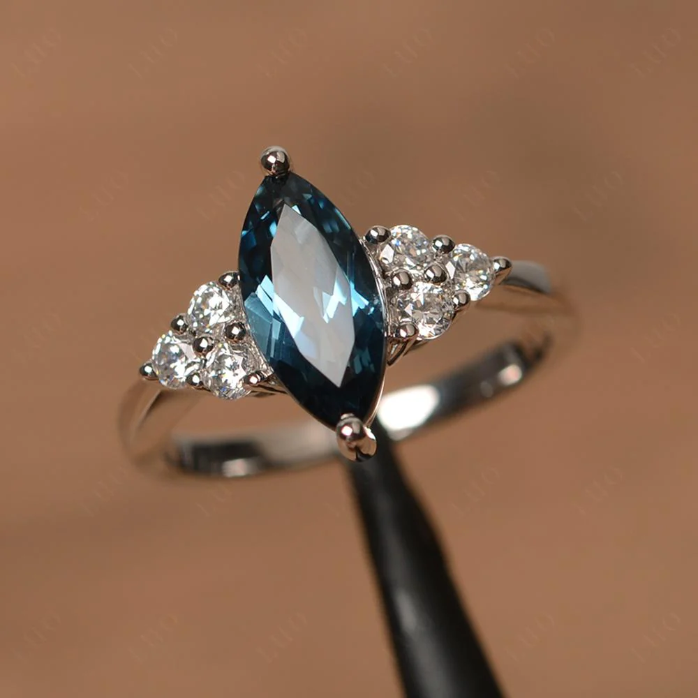 London Blue Topaz Marquise Engagement Ring - Image 29