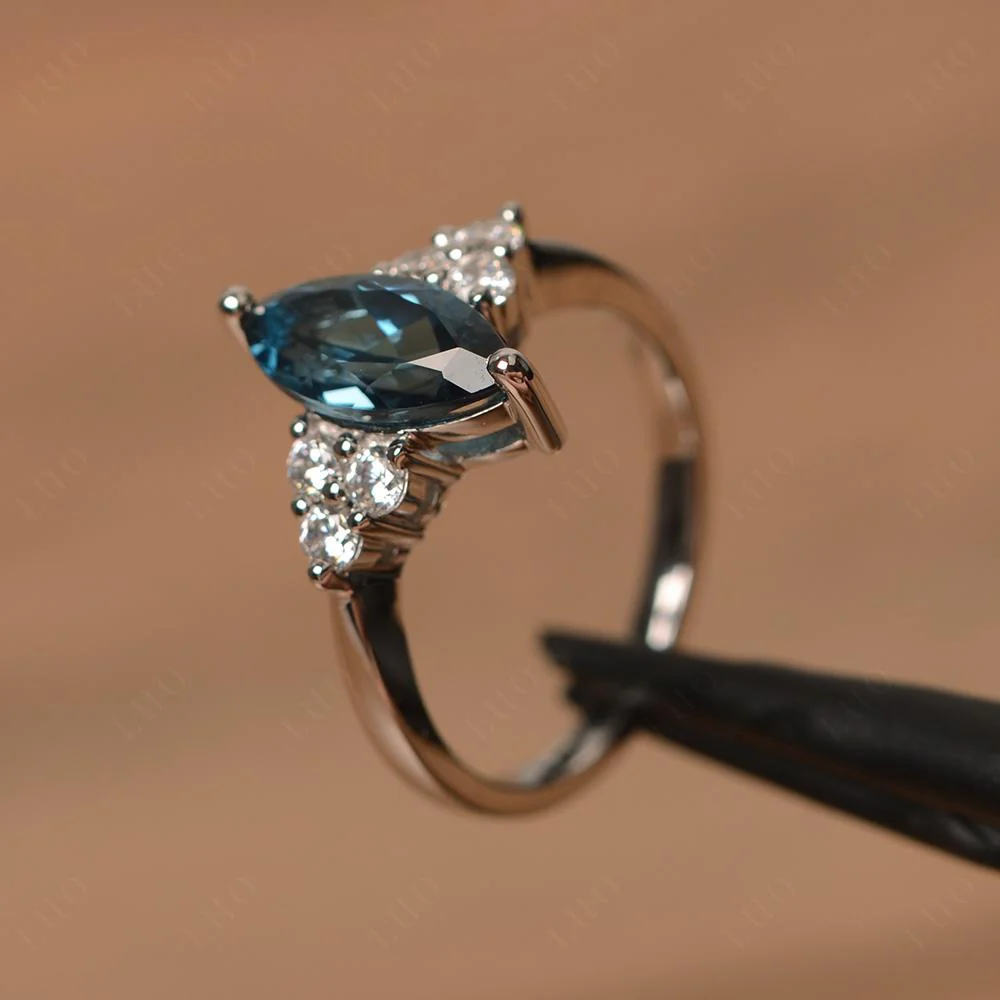 London Blue Topaz Marquise Engagement Ring - Image 30