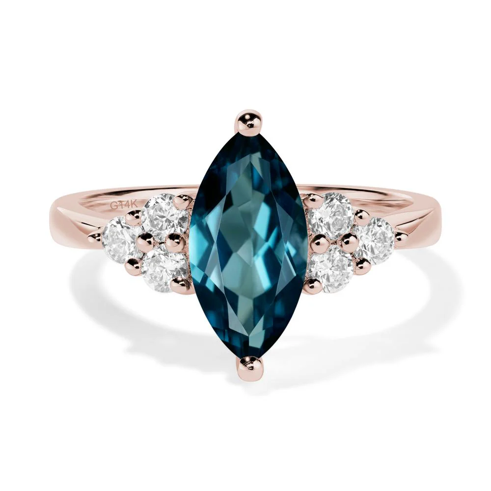 London Blue Topaz Marquise Engagement Ring - Image 5