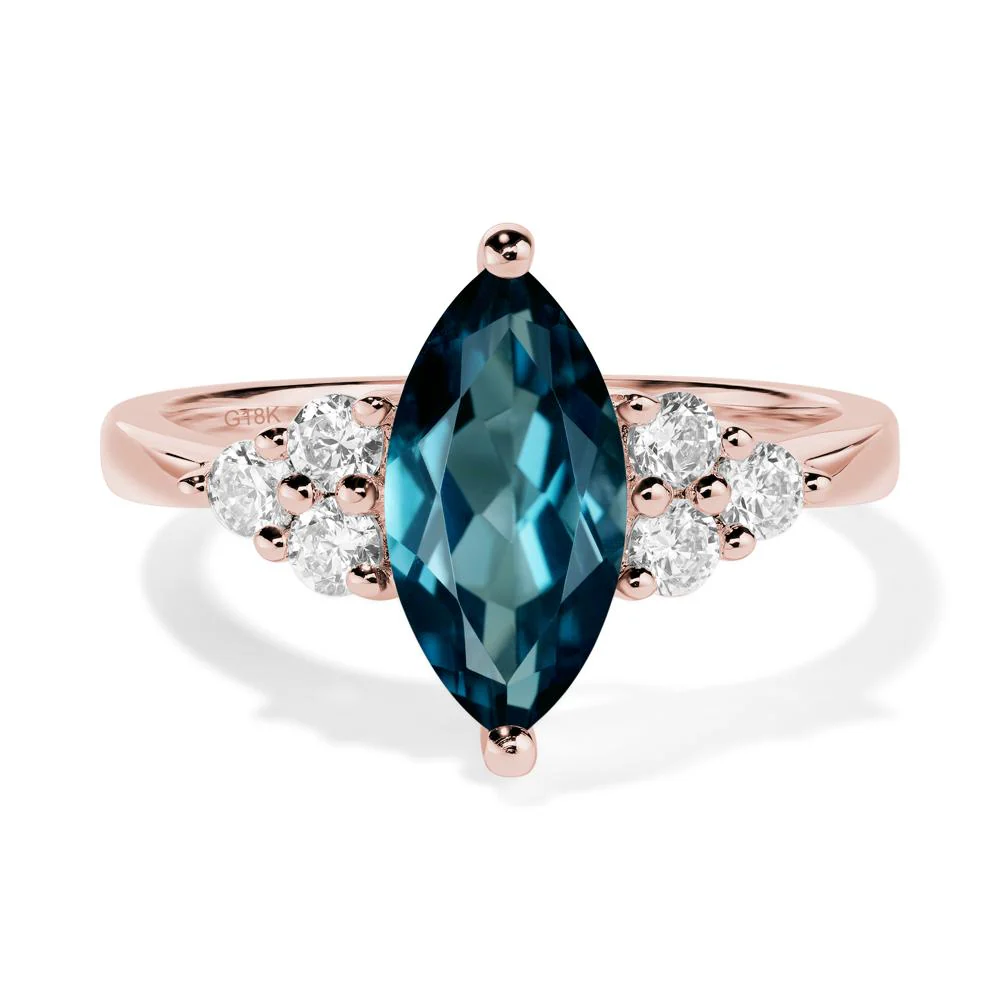London Blue Topaz Marquise Engagement Ring - Image 8