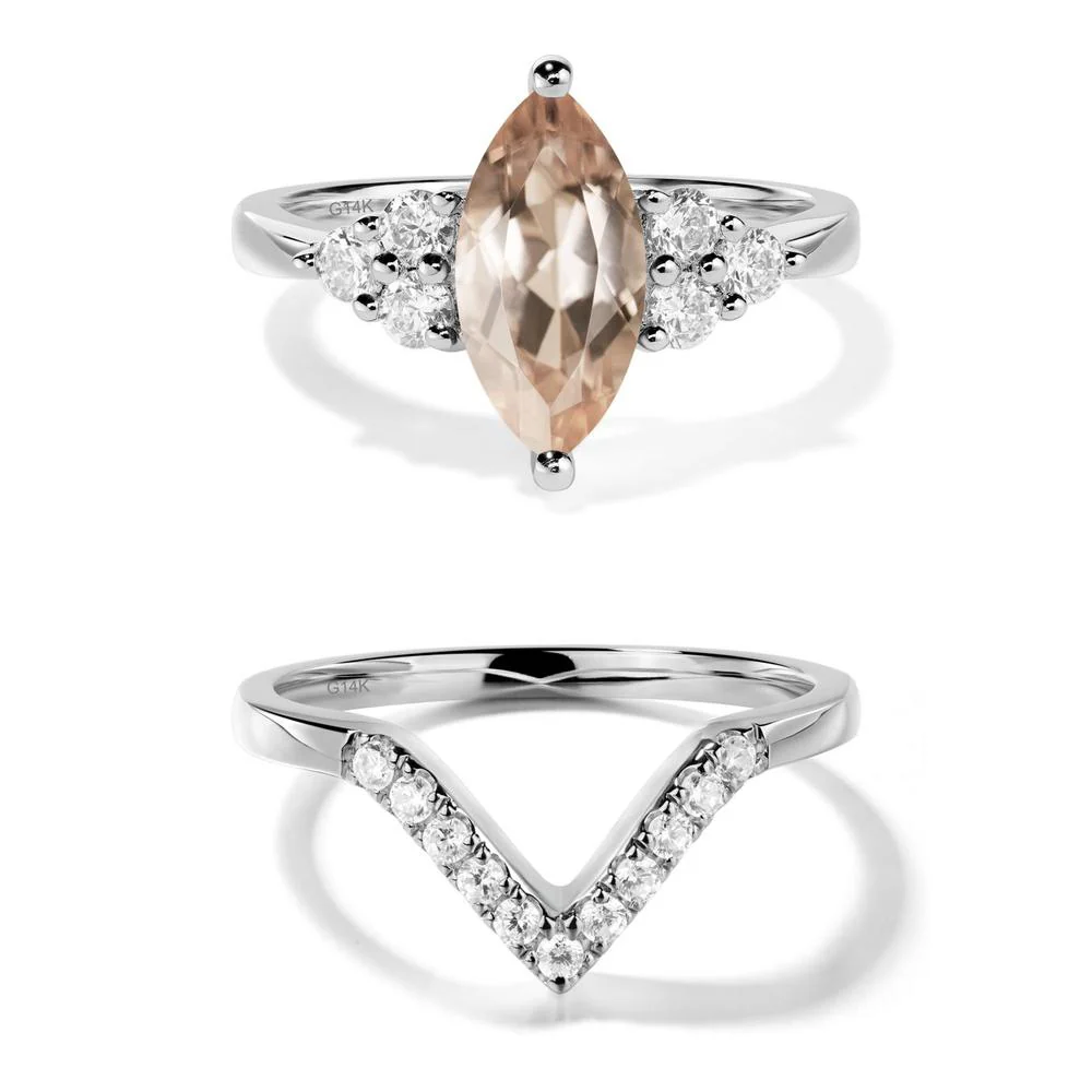 Large Marquise Cut Morganite Ring - Image 13