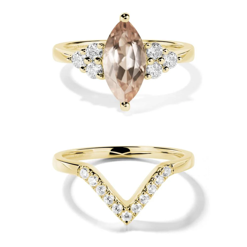 Large Marquise Cut Morganite Ring - Image 21