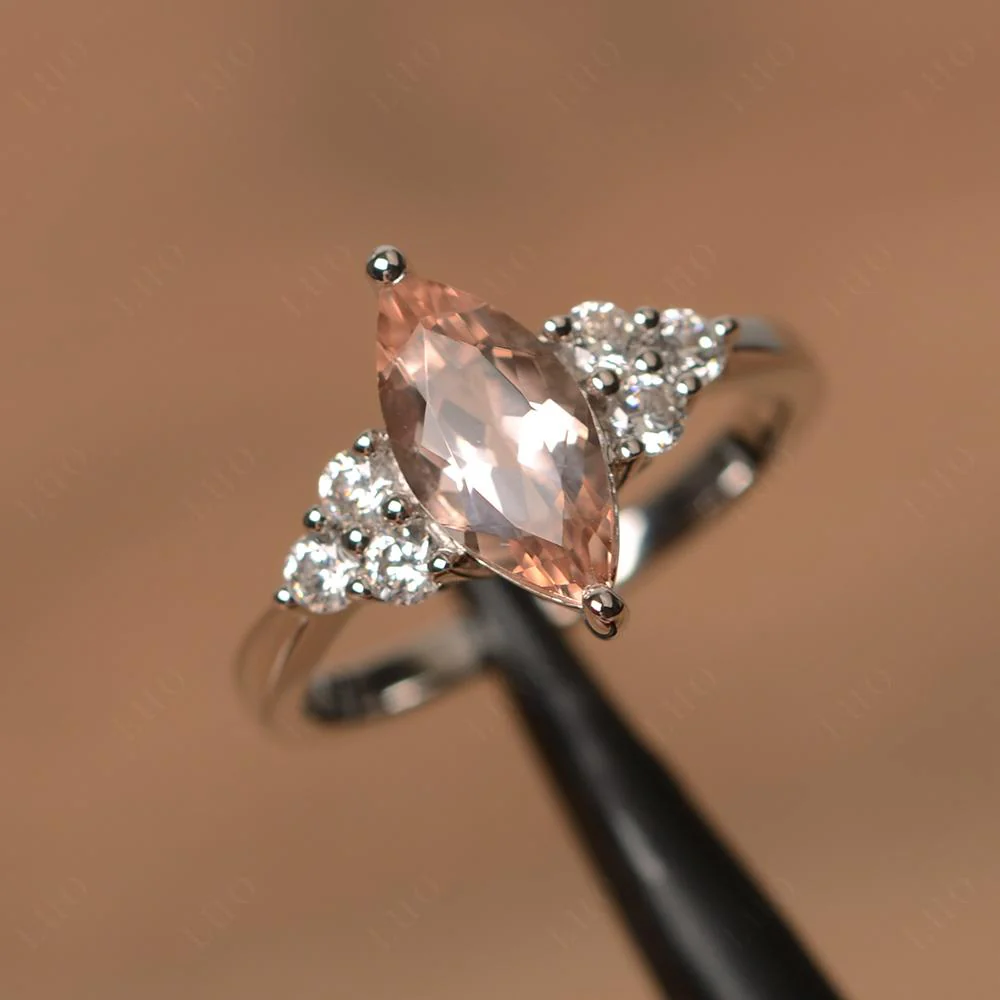 Large Marquise Cut Morganite Ring - Image 29