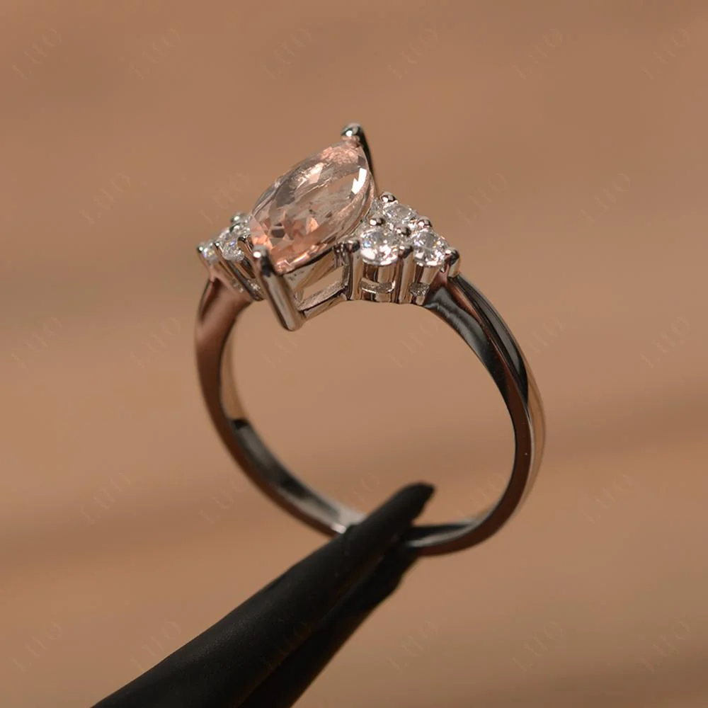 Large Marquise Cut Morganite Ring - Image 30