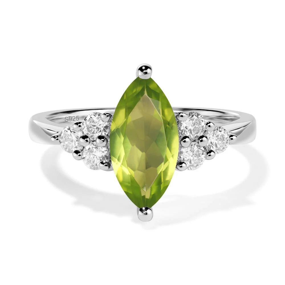 Large Marquise Cut Peridot Ring