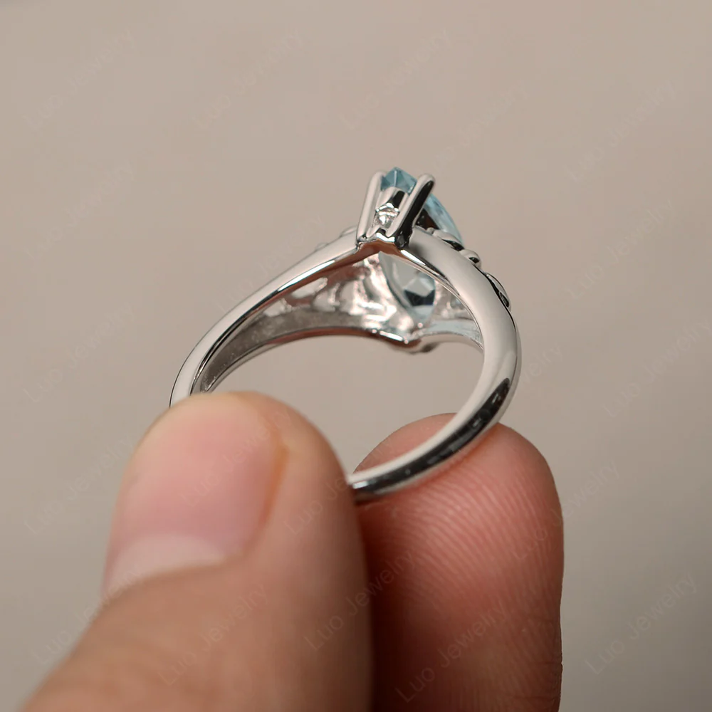 Aquamarine Art Deco Solitaire Ring - Image 2