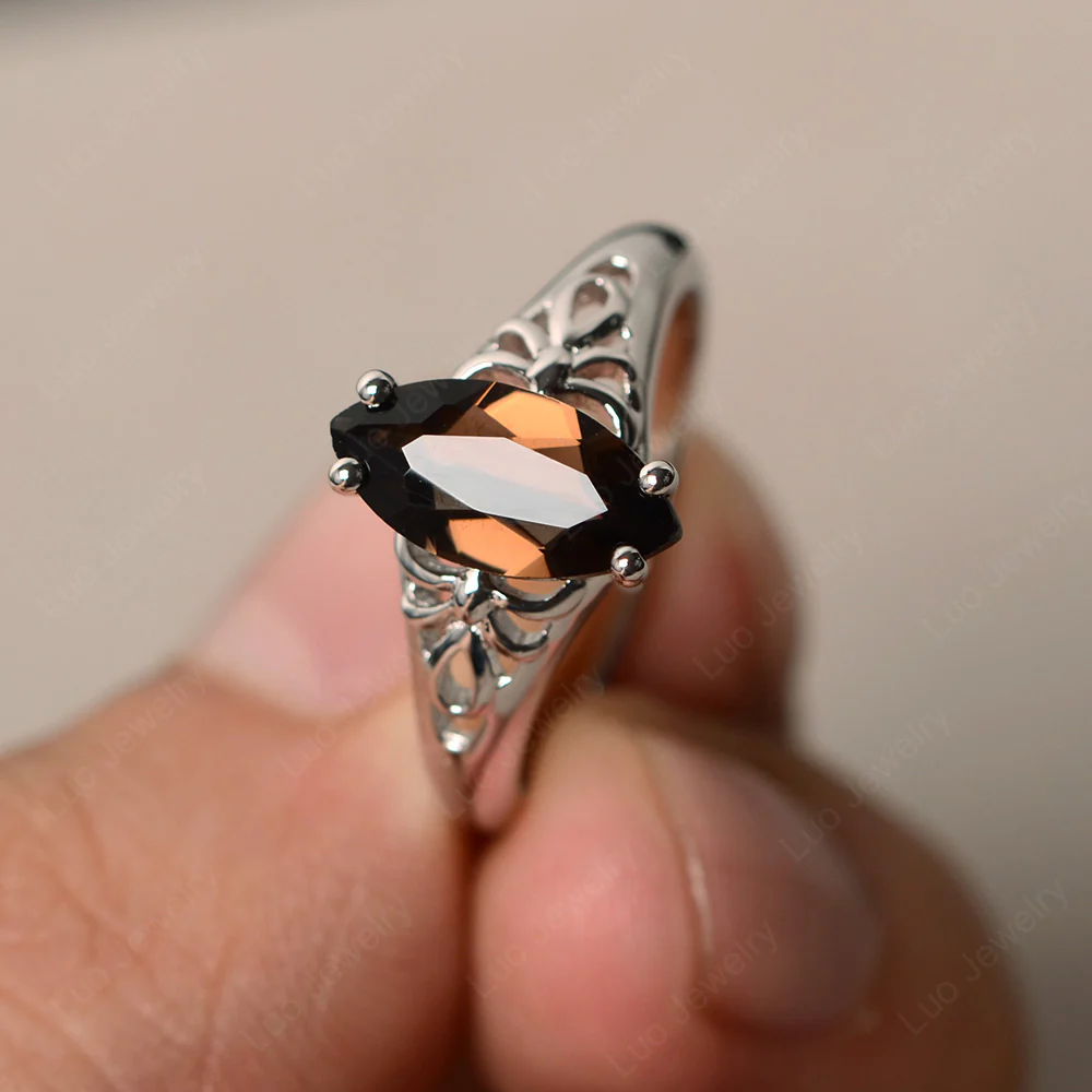 Smoky Quartz Large Engagement Ring