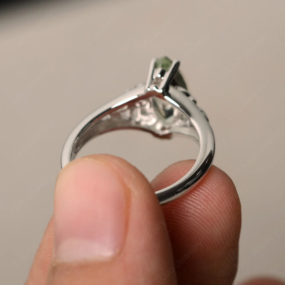 Green Amethyst Art Deco Solitaire Ring - Image 2