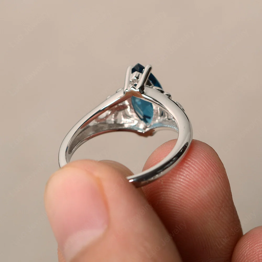 London Blue Topaz Large Engagement Ring - Image 2