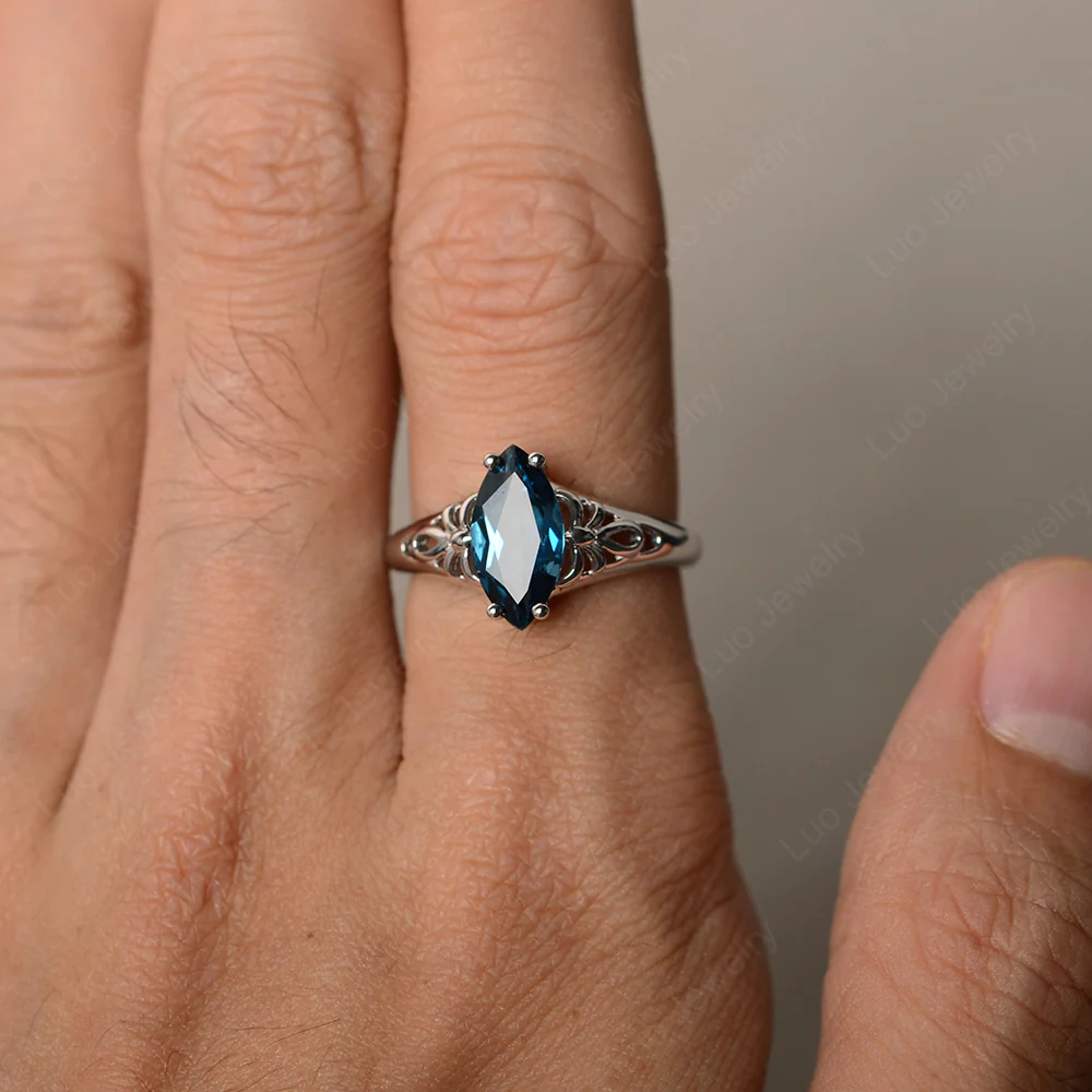 London Blue Topaz Large Engagement Ring - Image 3