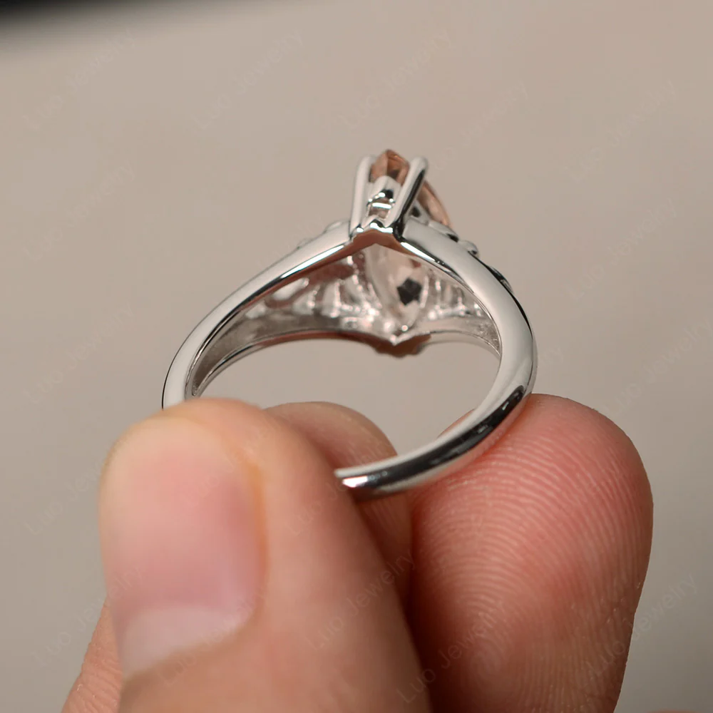 Morganite Art Deco Solitaire Ring - Image 2