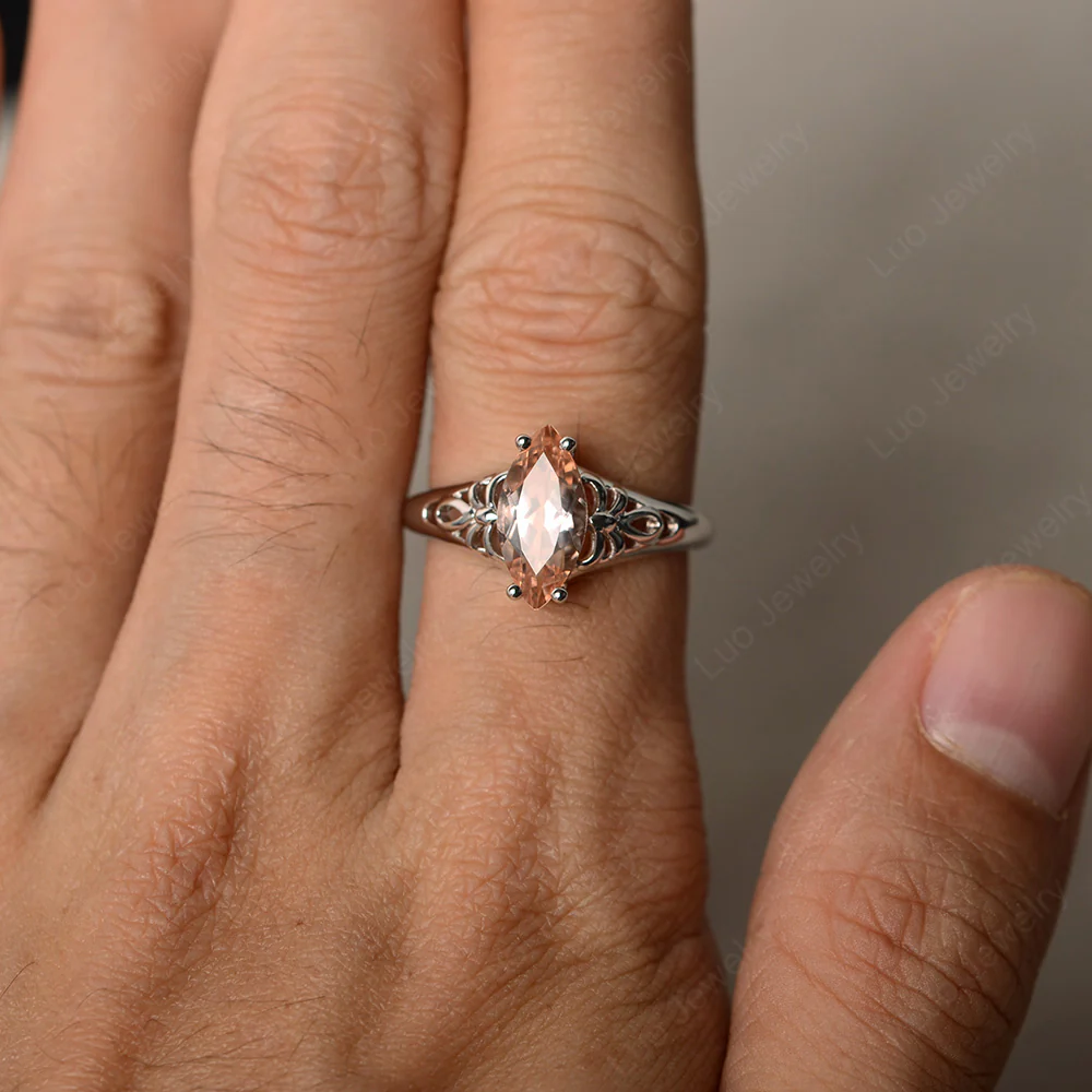Morganite Art Deco Solitaire Ring - Image 3