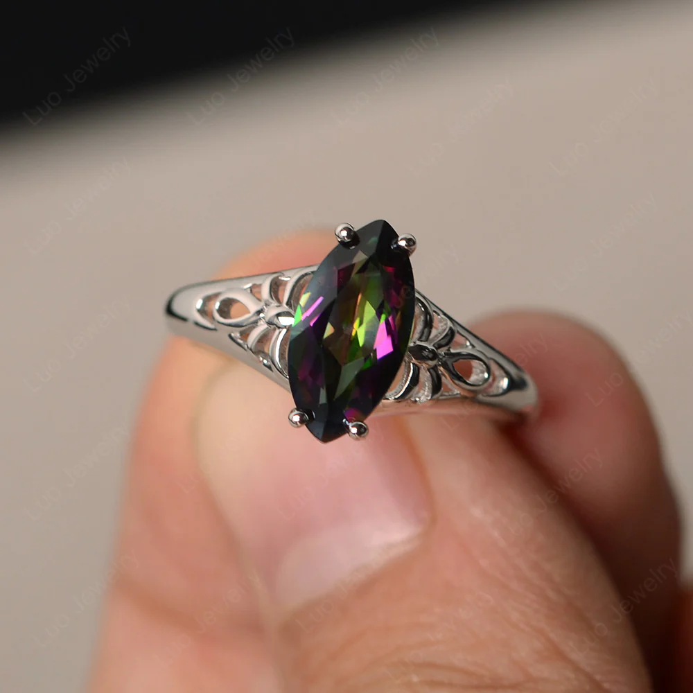 Mystic Topaz Large Engagement Ring