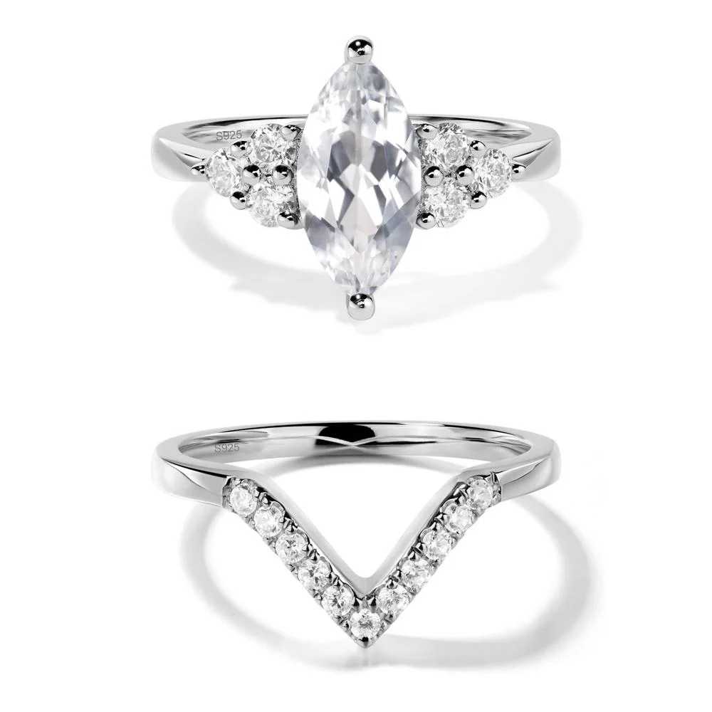 White Topaz Marquise Engagement Ring - Image 27