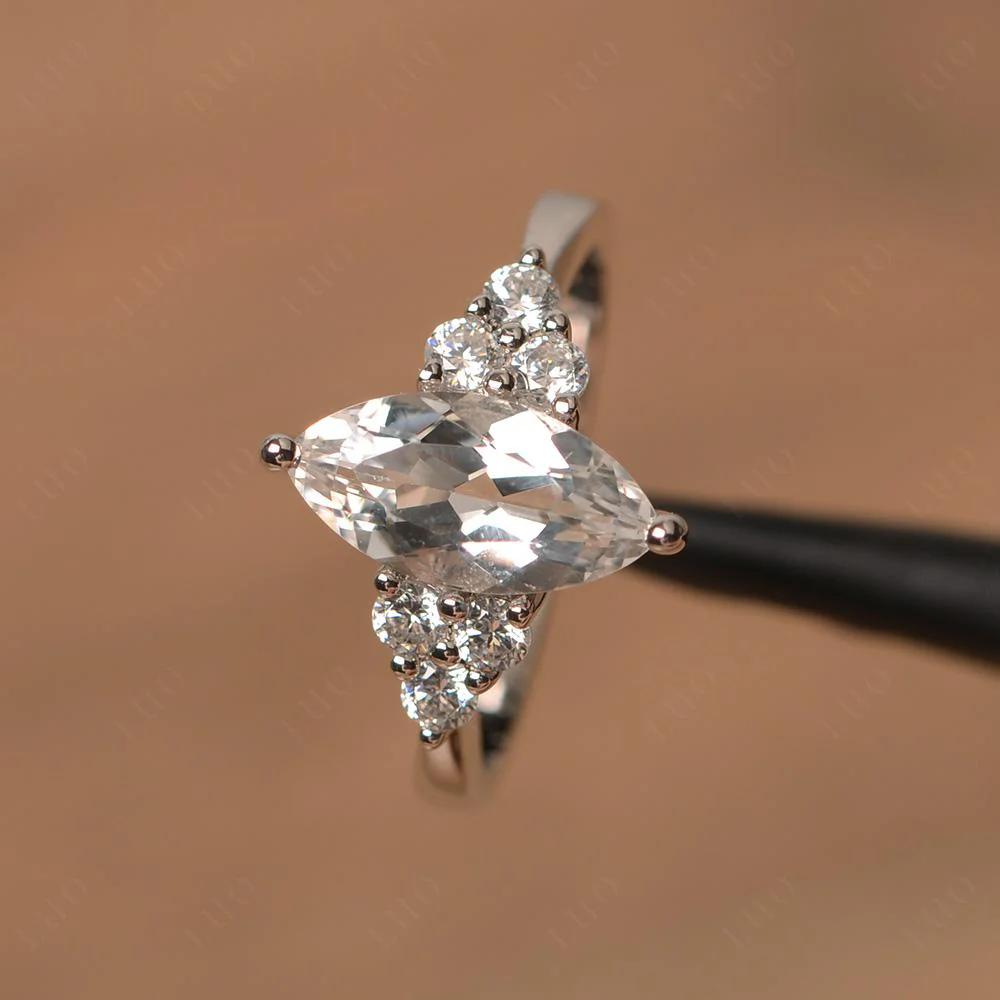 White Topaz Marquise Engagement Ring - Image 29