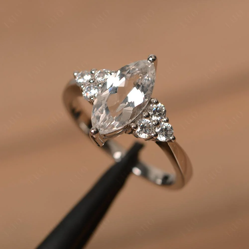 White Topaz Marquise Engagement Ring - Image 30
