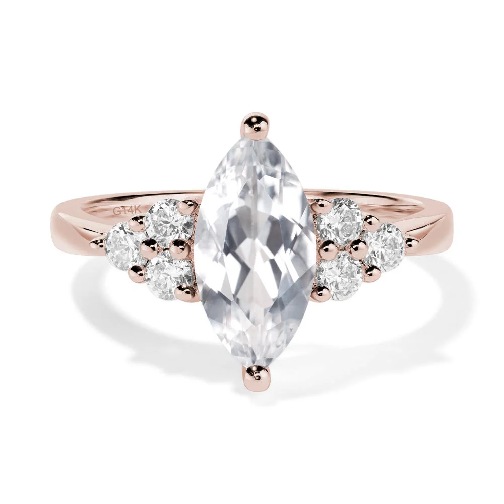 White Topaz Marquise Engagement Ring - Image 5