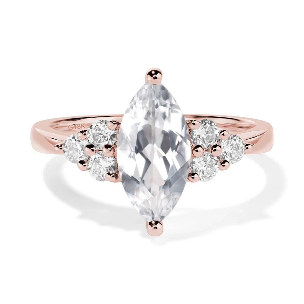 White Topaz Marquise Engagement Ring - Image 8